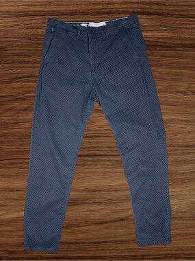 Denim & Flower Men’s Dark Blue Slim Fit Geometric Pattern Chinos. Size 30.